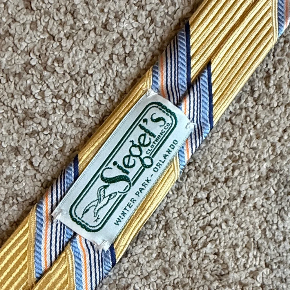 Allea Milano Yellow and Gray Striped Tie